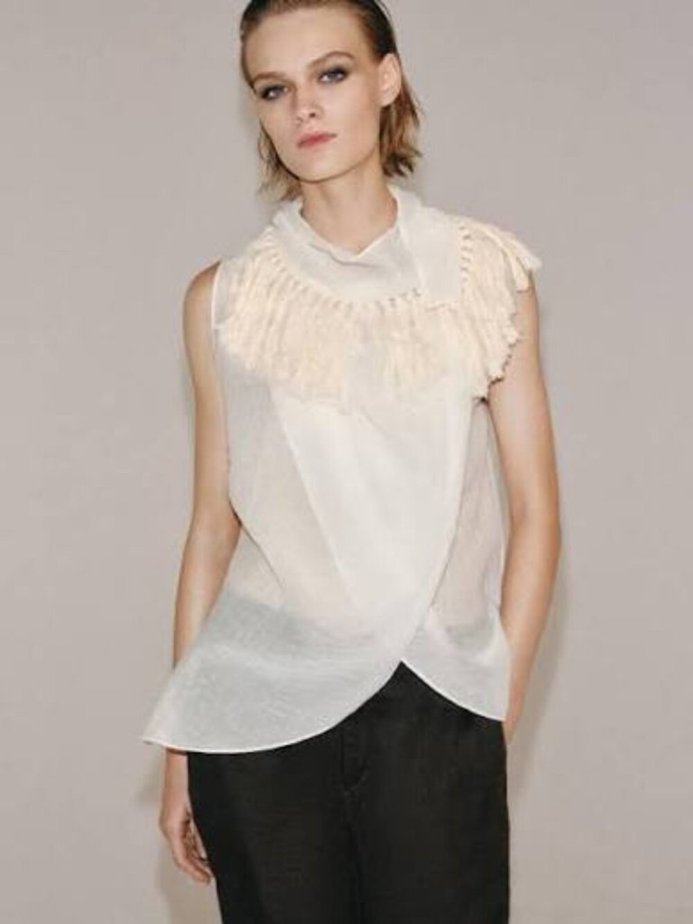 Zara Woman Collection Fringed Top Size Medium NWT